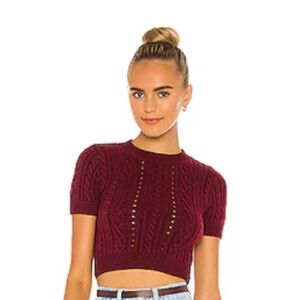 EUC Short + Sweet Brami top by Free People in plum cropped cable knit sweater